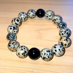Black leapard jasper handmade gemstone bracelet